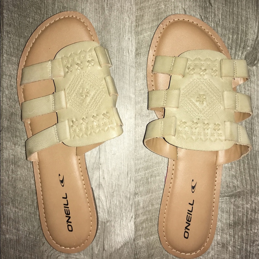 WOMEN’’S Slide Sandals SLIP ON FLAT TAN SLIDE SANDALS  9